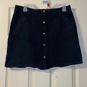 Black denim mini skirt